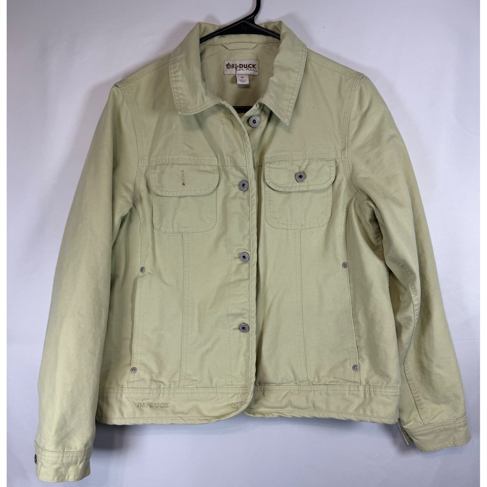 Dri Duck For Her Women Canvas Utility Jacket Sage Green Size M Button Front